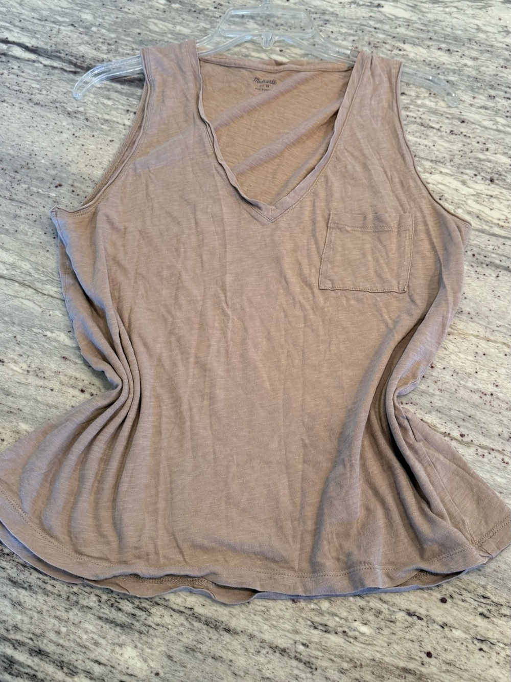 Madewell Taupe V-Neck Sleeveless Pocket Tank - Picture 1 of 8